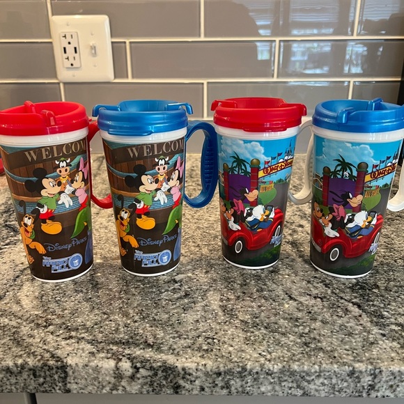 Disney Dining Set Of 4 Disney Parks Whirley Rapid Refill Mugs With
